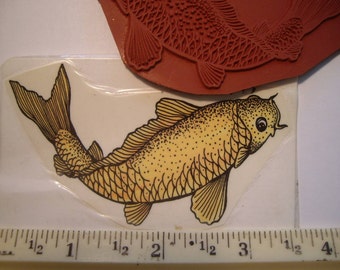 KOI fish, gold fish rubber stamp  un-mounted scrapbooking rubber stamping right facing