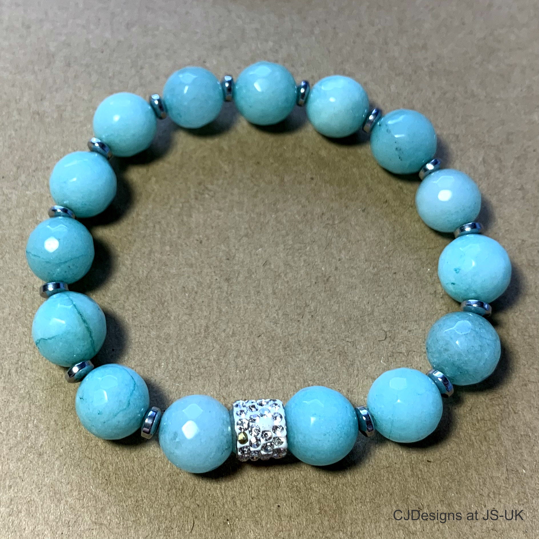 Blue Sponge Quartz Holistic Healing Gemstone Bracelet With Diamante