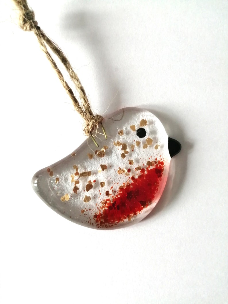 Fused Glass Robin Decoration Ornament Gift Handmade Etsy