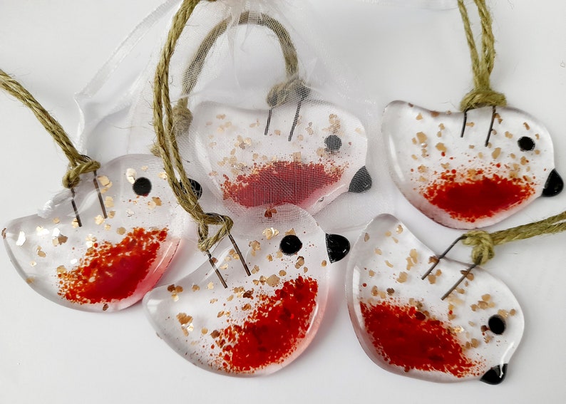 Fused Glass Robin Decoration Ornament Gift Handmade Etsy