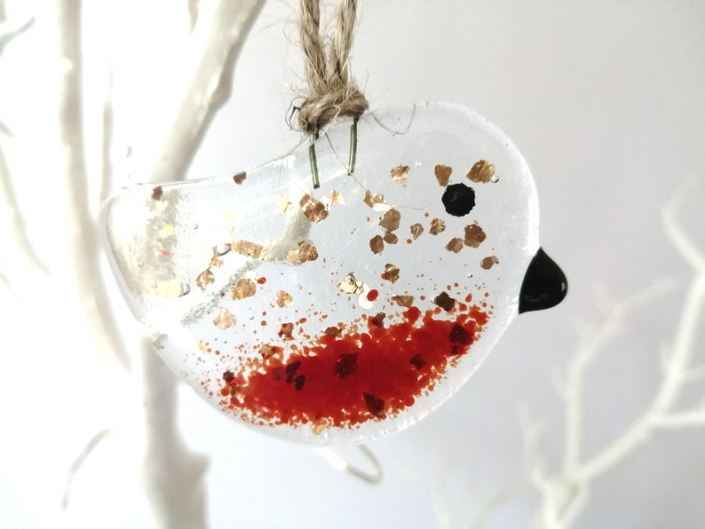 Fused Glass Robin Decoration Ornament Gift Handmade Etsy
