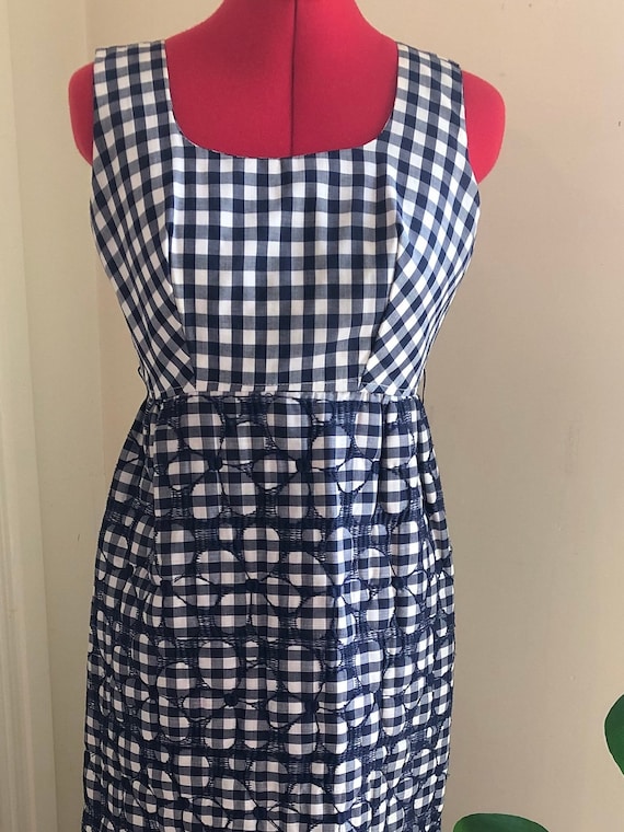 Vintage 1970s dress blue gingham - image 1