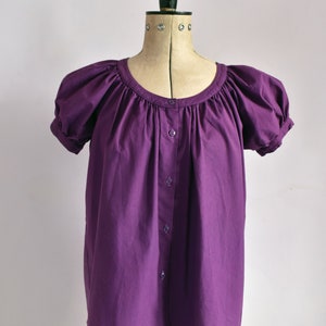 Vintage 1970s Anastasia Paris purple cotton puff sleeve button down peasant blouse top shirt - 1970s boho folk - Anastasia French designer