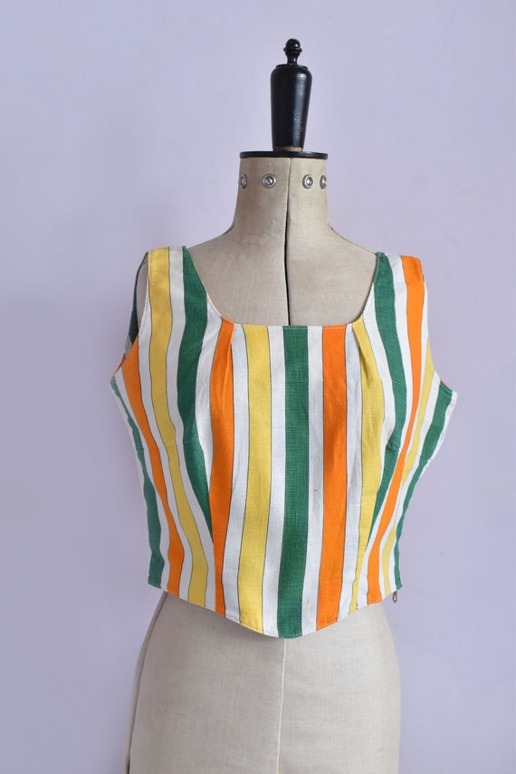 Vintage 1940s 50s striped cotton sun top - 40s 50… - image 2
