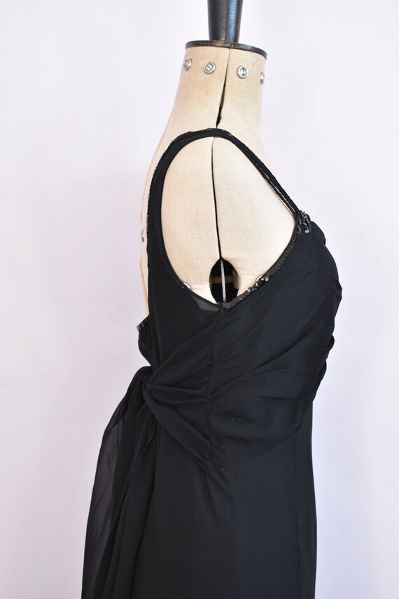 Vintage 1930s ruched black chiffon sequin formal … - image 6