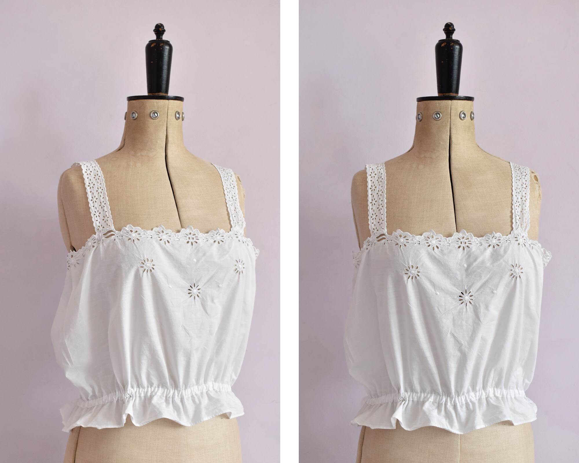 Vintage Antique 1910s 20s White Cotton Embroidered Broderie 
