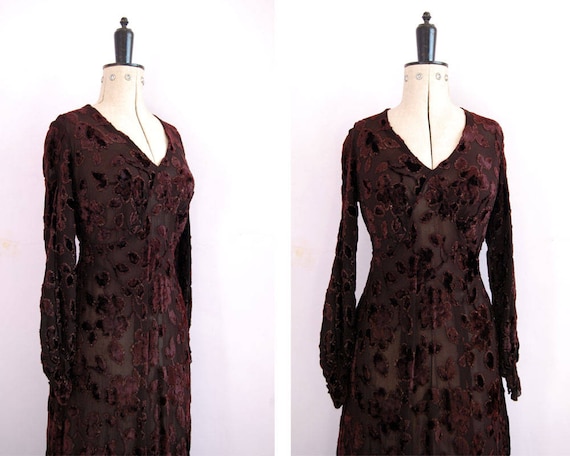 Vintage 1920s 30s Devoré silk velvet gown - 20s 30
