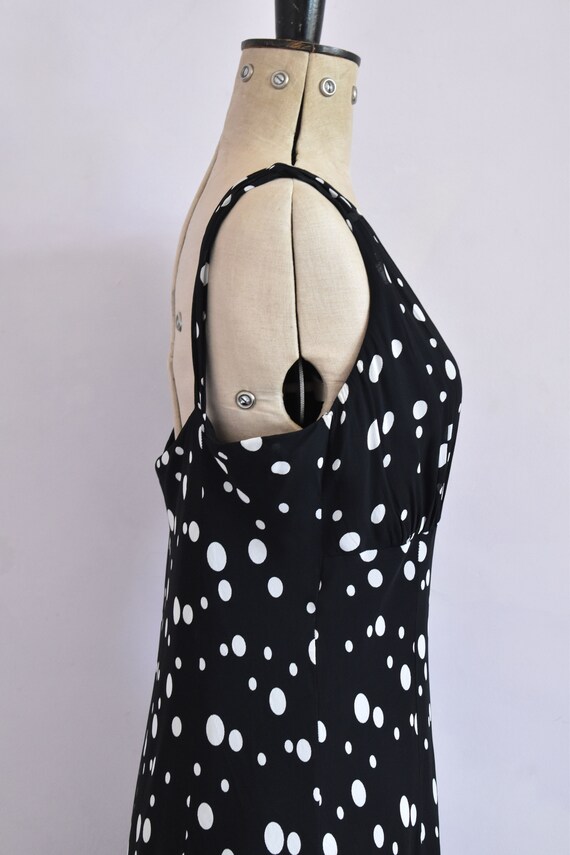 Vintage 1990s black and white polkadot rayon crep… - image 7