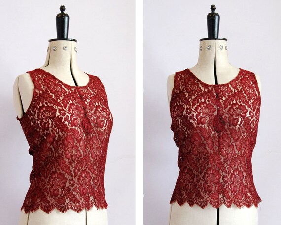 burgundy sheer top