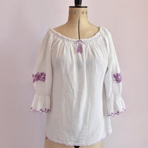 Vintage tassel cheesecloth long sleeve white main image 1