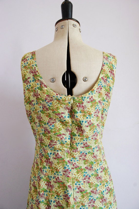 Vintage 1990s Chartreuse floral rayon crepe dress… - image 9