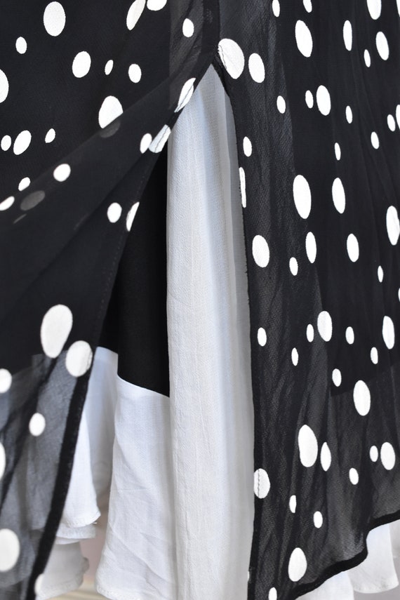 Vintage 1990s black and white polkadot rayon crep… - image 4