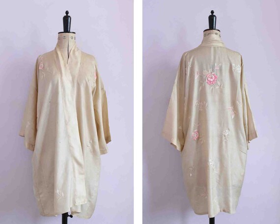 RESERVED |Vintage 1920s floral embroidered pongee