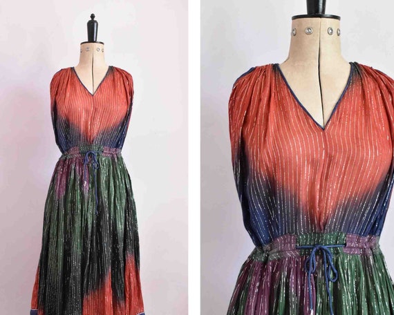 Vintage 1970s Phool Indian cotton metallic rainbow