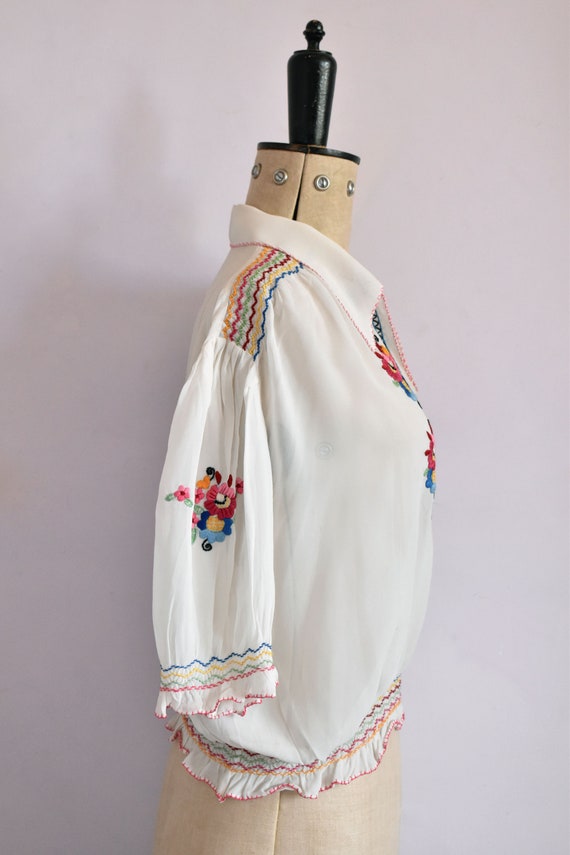 Vintage 1930s Hungarian embroidered silk rayon cr… - image 7