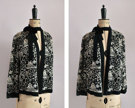 Vintage 1930s Nitor Chinoiserie Chinese Style Black & White