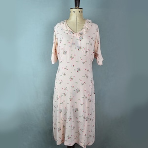 Vintage 1930s pink floral crepe tea dress - 30s rayon crepe dress - 30s floral dress - 30s gown - 30s art deco dress - 30s bias cut dress