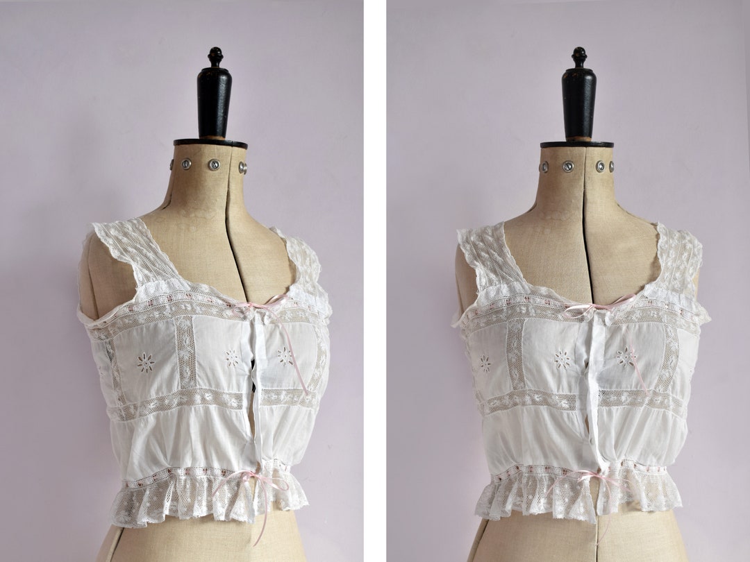 Antique Victorian Edwardian Eyelet Embroidered Lace Insert Frilly Lace ...