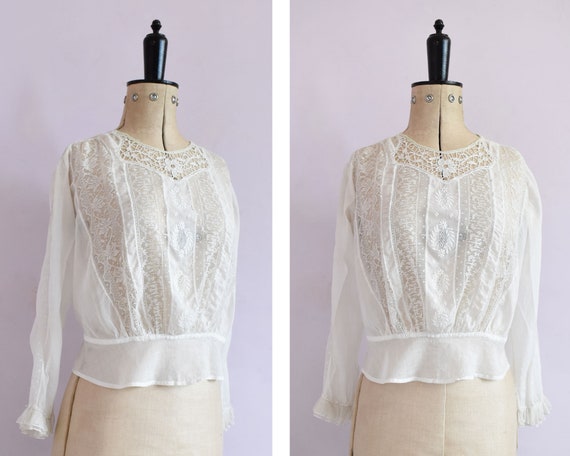 Antique Victorian Edwardian floral embroidered web
