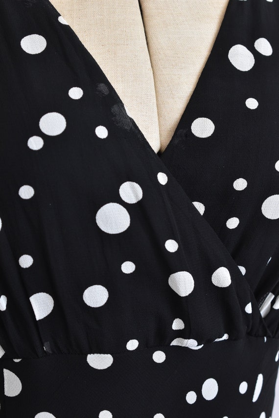 Vintage 1990s black and white polkadot rayon crep… - image 5