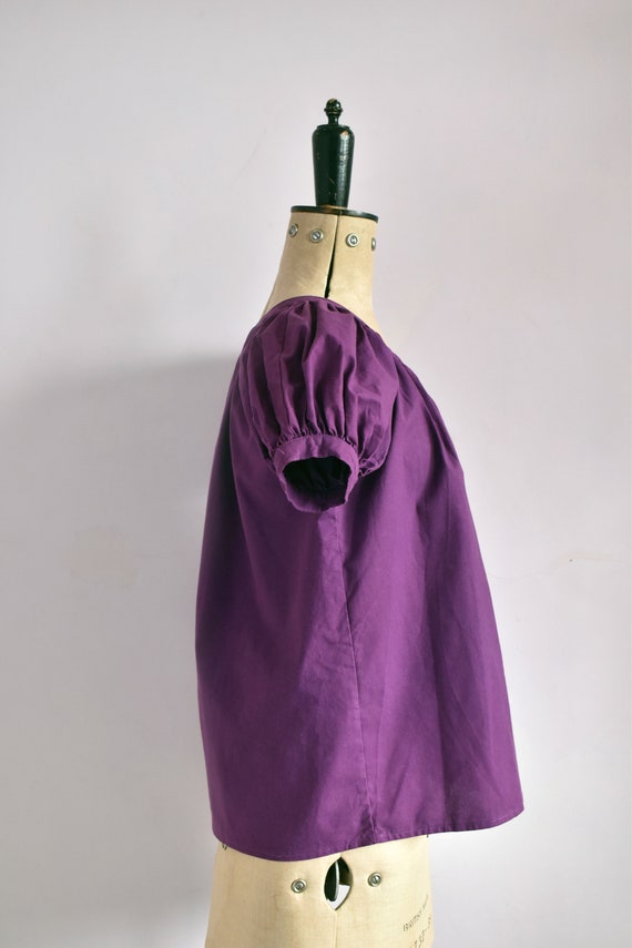 Vintage 1970s Anastasia Paris purple cotton puff … - image 6