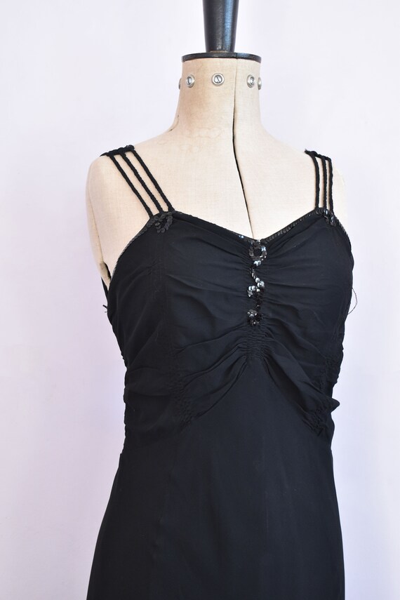 Vintage 1930s ruched black chiffon sequin formal … - image 5