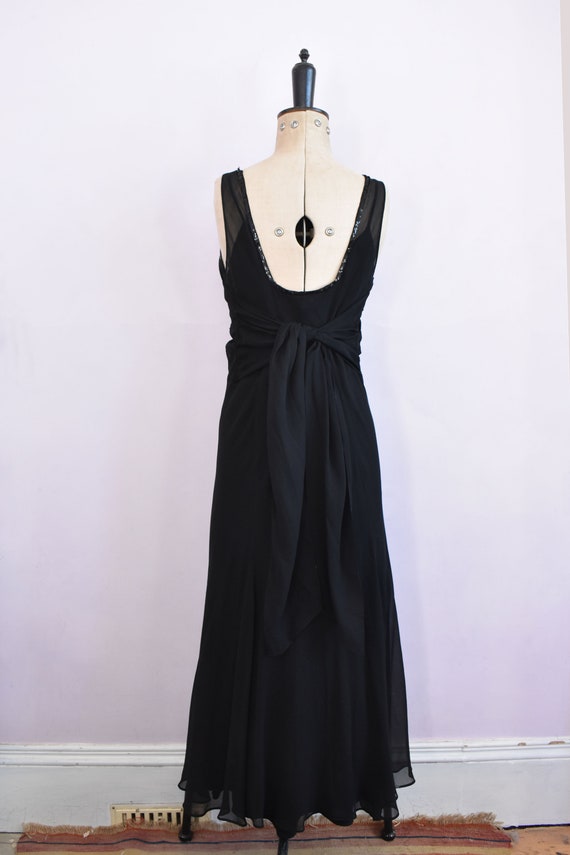 Vintage 1930s ruched black chiffon sequin formal … - image 7