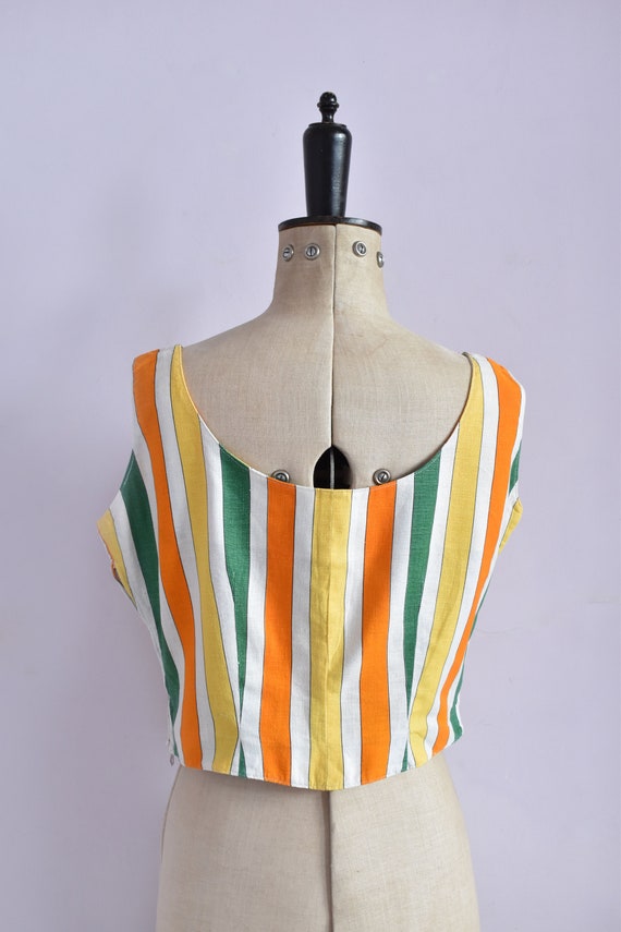 Vintage 1940s 50s striped cotton sun top - 40s 50… - image 7