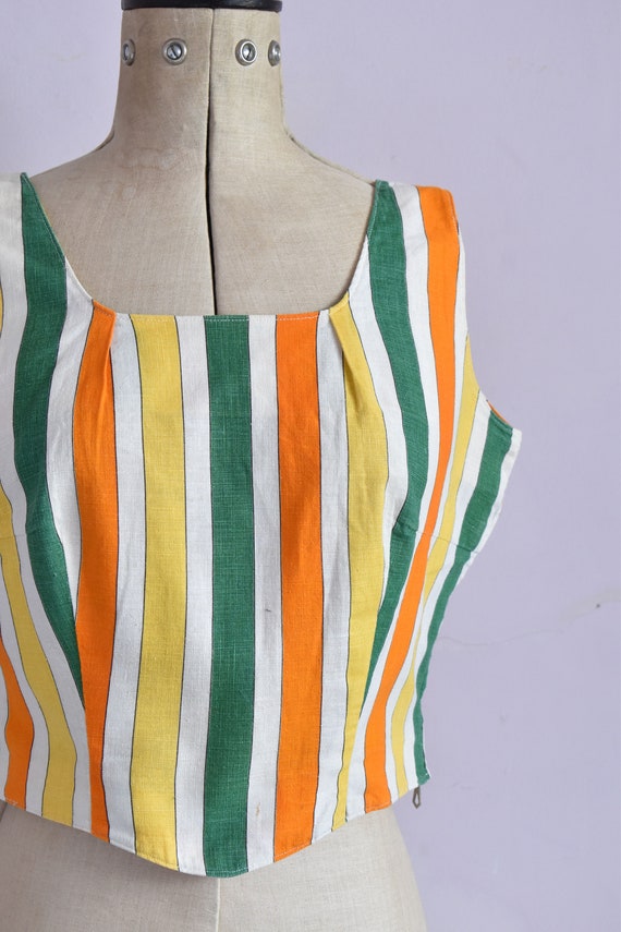 Vintage 1940s 50s striped cotton sun top - 40s 50… - image 4