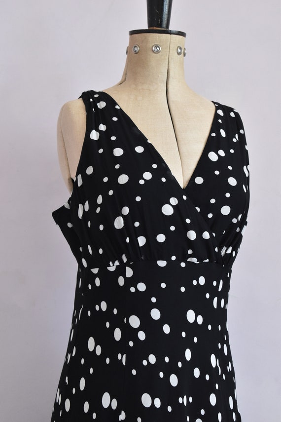 Vintage 1990s black and white polkadot rayon crep… - image 6