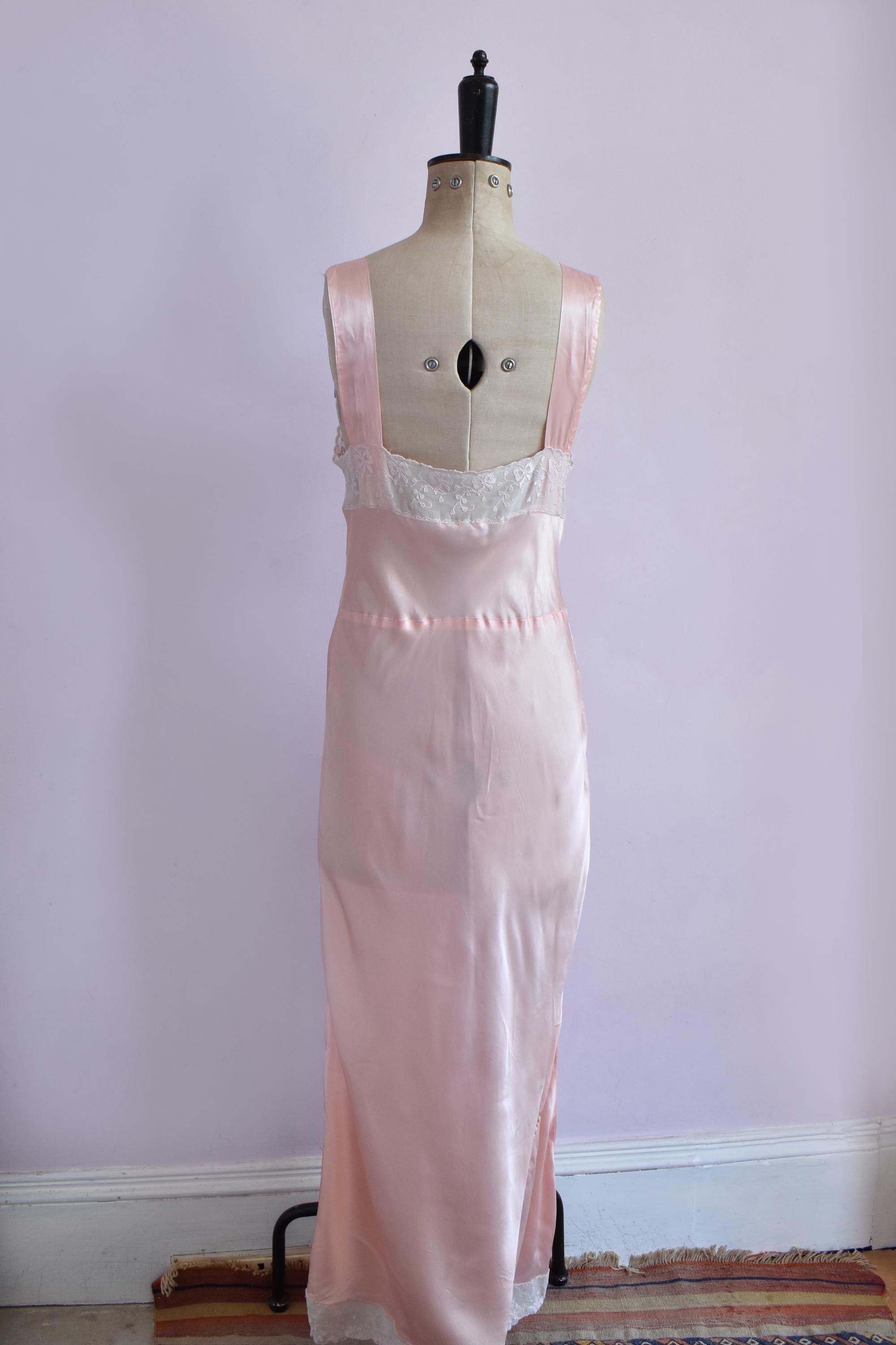Vintage 1930s 40s Ro Jene Bows Pink & Lace Silky Satin Rayon
