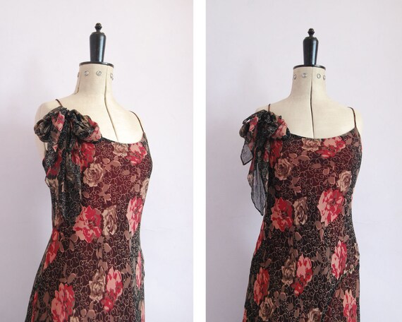 Vintage 1990s LAUNDRY rose print floral silk slip