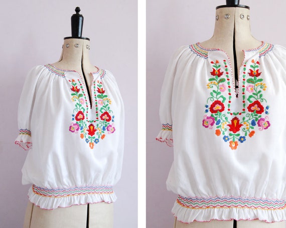 Vintage 1960s 70s 30s style embroidered Hungarian