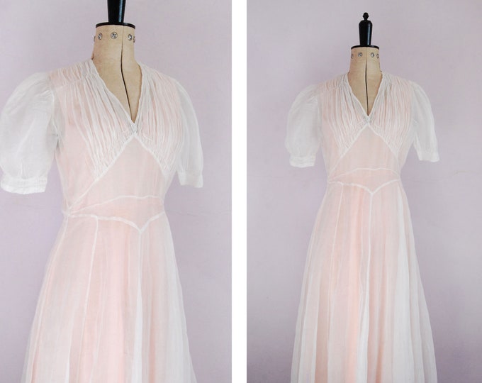 Vintage 1930s Sheer White Organza Organdy Wedding Gown Dress & - Etsy