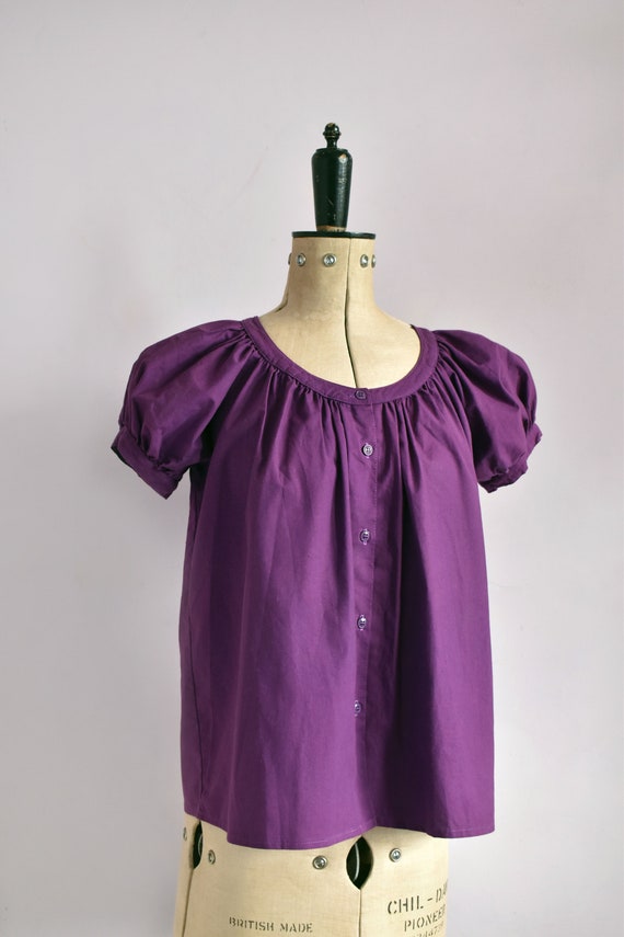 Vintage 1970s Anastasia Paris purple cotton puff … - image 5