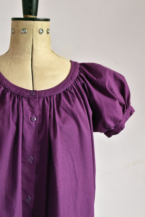 Vintage 1970s Anastasia Paris purple cotton puff … - image 3