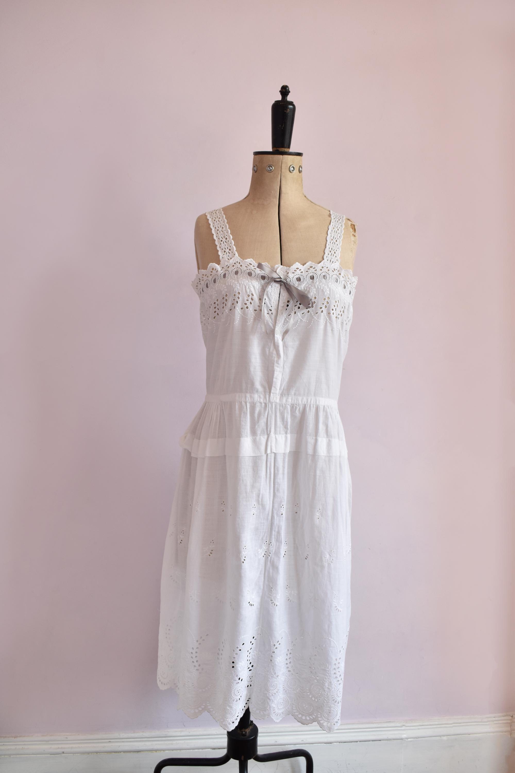 White cotton chemise nightgown cheap