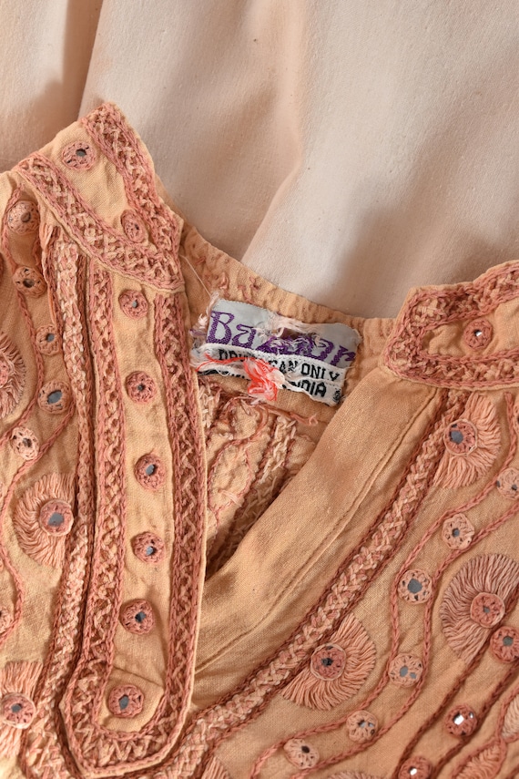 Vintage 1960s 70s Bazaar Indian cotton embroidere… - image 10