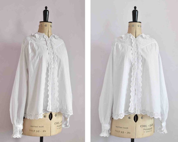 Antique Victorian Edwardian floral lace white cott