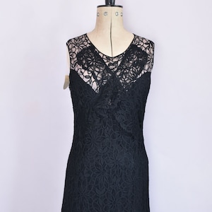 Vintage 1930s black floral lace ruffle bias cut gown unworn with tags intact! 30s black lace gown - 30s black lace dress - 30s lace dress