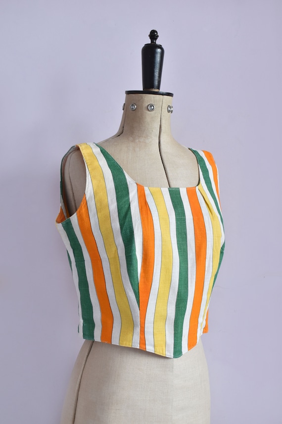 Vintage 1940s 50s striped cotton sun top - 40s 50… - image 5