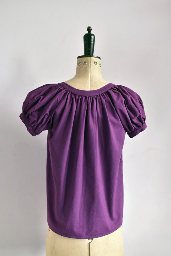 Vintage 1970s Anastasia Paris purple cotton puff … - image 8