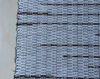 Vintage Rag Rug - Cotton - Blue White & Brown