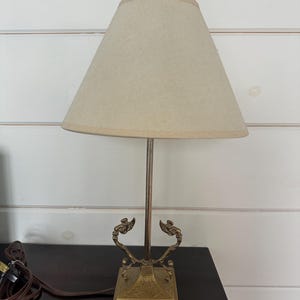 Brass Base Table Lamp with Cone Shaped Shade