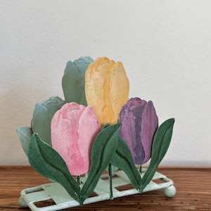 Tulip Napkin Holder - Floral Folk Art - Vintage Tabletop