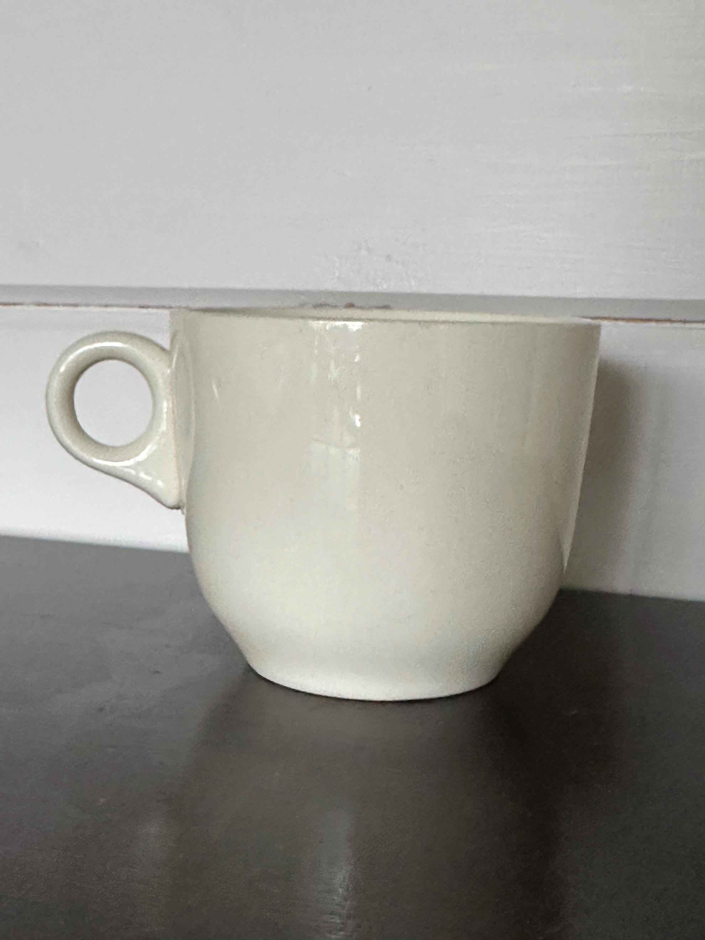 Ironstone Mug - Vintage SCIO - Made in USA - Unique Art Deco Handle