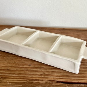 手作り陶器 3 セクション トレイ - Studio Pottery