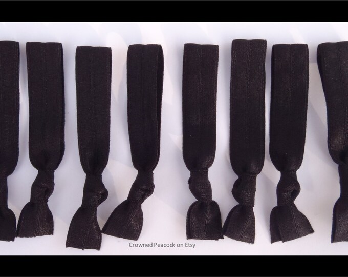 8 No Bump BLACK Collection Yoga Elastic Hair Ties No Dent, Gifts for