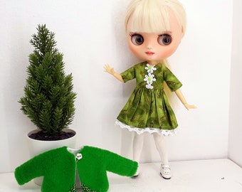 Middie Blythe groene jurk en jasje Kleding voor Middie Blythe Doll