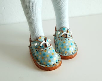 Blythe shoes blue multicolor polka dot Doll shoes Blythe doll short boots